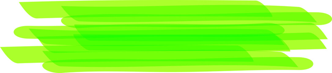 Hand drawn green highlight marker stripes on transparent background. PNG.