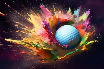 Poster Golf ball paint explosion. Generate Ai © nsit0108