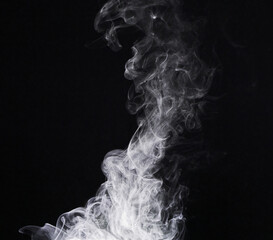 White puff of smoke, vapor and mist isolated on png or transparent background, incense or fire burning. Steam, misty and foggy air with dry ice and powder spray, fog and condensation with abstract