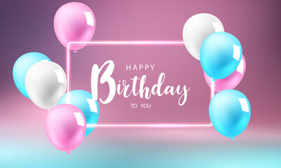 Background Celebrating Your Birthday With Beautiful Balloons vector illustration