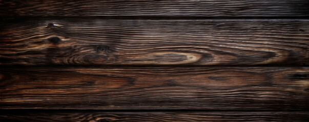 Obraz premium A dark, vintage wooden texture sets the stage for a rich, rustic ambiance, perfect as a background for an authentic, natural design project. Intricate grain and rough, aged oak planks. Generative AI.