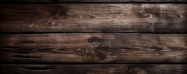Obraz premium A dark, vintage wooden texture sets the stage for a rich, rustic ambiance, perfect as a background for an authentic, natural design project. Intricate grain and rough, aged oak planks. Generative AI.