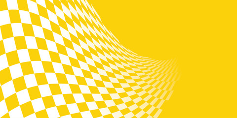 Yellow and white checkered abstract background. Race background with space for text. Racing flag vector illustration. Flag race background. 