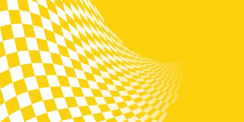 Papier Peint photo F1 Yellow and white checkered abstract background. Race background with space for text. Racing flag vector illustration. Flag race background. 