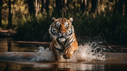 Fototapeta na wymiar Tiger in wild water