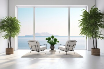 Fototapeta na wymiar copy floor design wall plant interior empty window home chair indoor space. Generative AI.