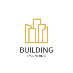 BUILDING LOGO IN LINEAR STYLE AND GOLDEN COLOUR 