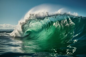 Stunning ocean wave rolling up. Generative AI
