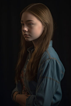 serious teenage girl sad and worried