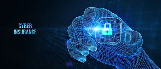Cyber security data protection business technology privacy concept. Cyber insurance. 3d illustration
