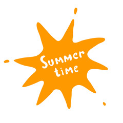 doodle smudge, orange sun blot, hand drawn lettering, summer time, print for apparel