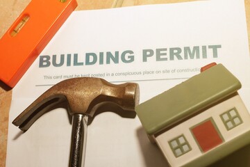 Building Permit concept with a residential home icon