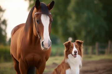 Collie dog horse. Generate Ai