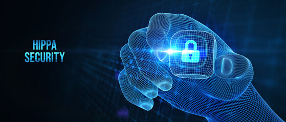 Cyber security data protection business technology privacy concept. Hippa Security. 3d illustration