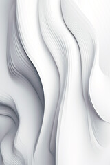 White abstract background with wavy lines and curves in the middle of the image. Generative AI.