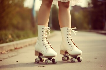 Retro classic roller skates woman. Generate Ai