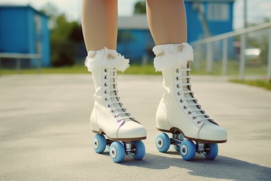 Retro classic roller skates leather. Generate Ai