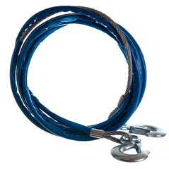 reducer lifting winch with a metal cable on a white background