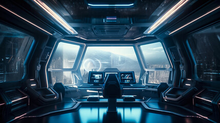 Obraz premium 宇宙船の操縦席のイメージ