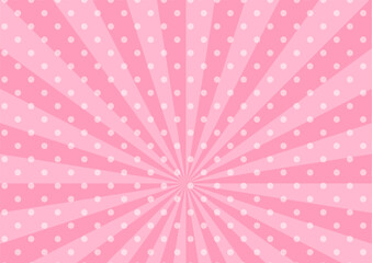 かわいいポップなドットの集中線　横　横長