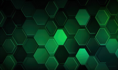 Abstract kelly green color background or wallpaper with hexagons, Generative AI