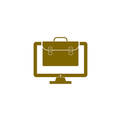 Briefcase and PC monitor icon isolated on transparent background