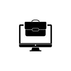 Briefcase and PC monitor icon isolated on transparent background
