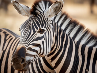 Fototapeta na wymiar Zebras close-up in the wild