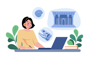 A student takes notes during a history class.