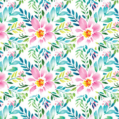 Fototapeta na wymiar Floral shape watercolor seamless pattern.