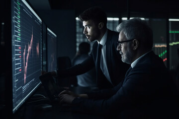 Businessman and investor watching online trading generative ai