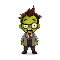 Cute Zombie. Cartoon Style on White Background. Vector