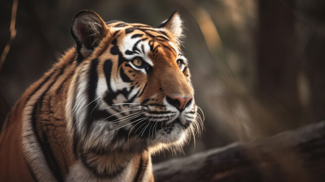 Nature comes alive with a majestic tiger, embodying the essence of the jungle and wildlife through its striking features, powerful presence. Beauty and danger of this incredible big cat. Generative AI