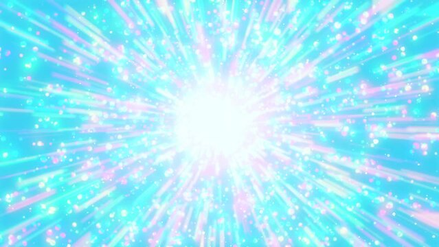 炸裂したポップな配色のクラッカー紙吹雪中身の粒が飛ぶキラキラの背景イメージ・誕生日・パーティー