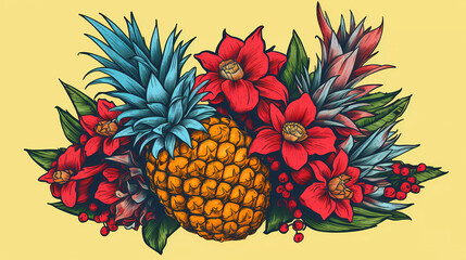 pineapple illustration in the flowers
