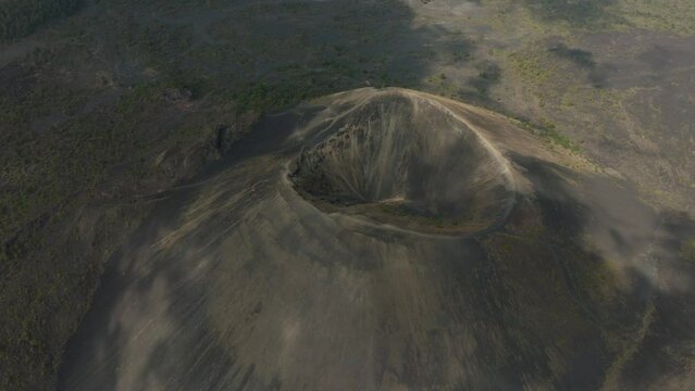 TOP DOWN VIEW OF PARICUTIN VOLCANO WITH CLOUDS