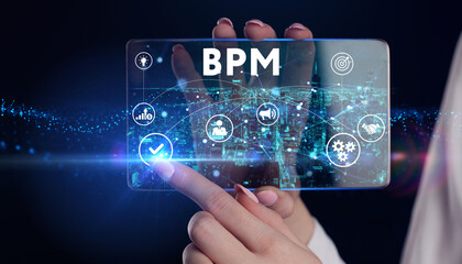 BPM Business process management system technology concept. 3d illustration