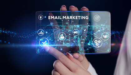 Email and sms marketing concept. Scheme of direct sales in business. List of clients for mailing.  3d illustration