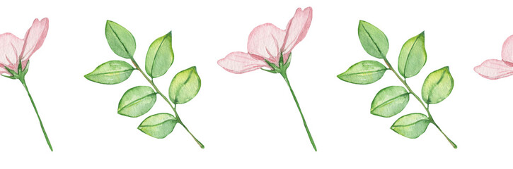 Watercolor frame - illustration with flowers leaves elements, for wedding stationery, congratulations, wallpapers and more on white background.