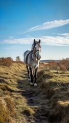 Horse photo, greyish horse, Generative AI
