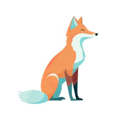 Simple and minimalistic red fox illustration , Generative AI