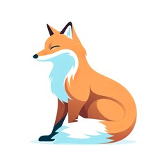 Simple and minimalistic red fox illustration , Generative AI