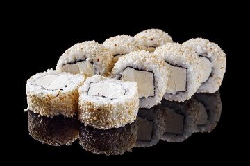 sushi roll with sesame tofu and Philadelphia cheese