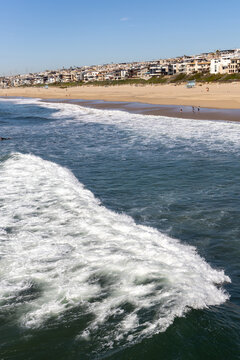 The surf waves at Manhattan Beach in California USA on February 9th 2023