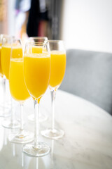 glass of orange juice and mimosa on the table
