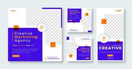 Digital Marketing Agency Social Media Post for Online Marketing Promotion Banner, Story and Web Internet Ads Flyer