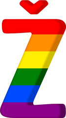 Ž letter with Pride LGBTQ+ flag pattern