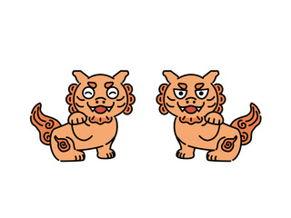 Obraz premium 招くシーサーのイラスト