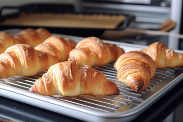 Preparing homemade croissants in the kitchen. Generative AI