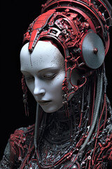 Alien, futurist person, robot, android. Generative AI image. 